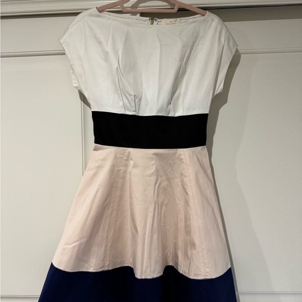 Kate Spade Broome Street color block dress, white, black, blush pink, navy